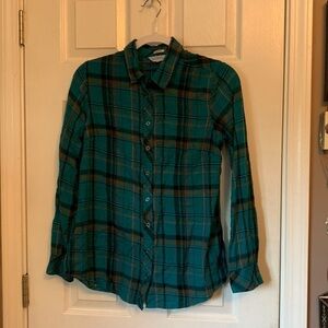 Northern reflections turquoise flannel blouse small